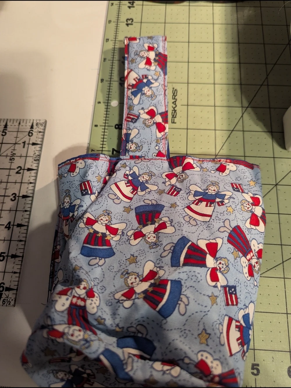 Small Light Blue Gift Bag with Patriotic Angel Print